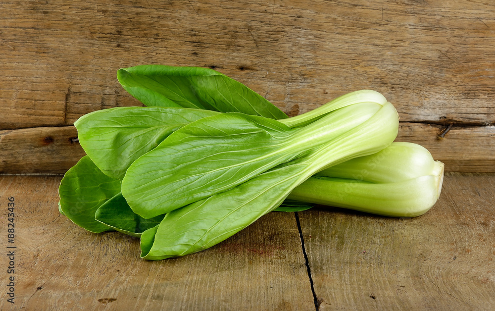 Bok choy vegetable on the wooden background Bok choy vegetable on the wooden background