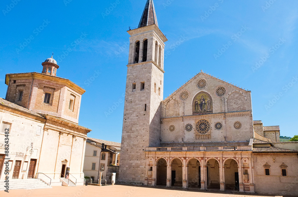 View of the cathedral of Spoleto Umbria Italy
