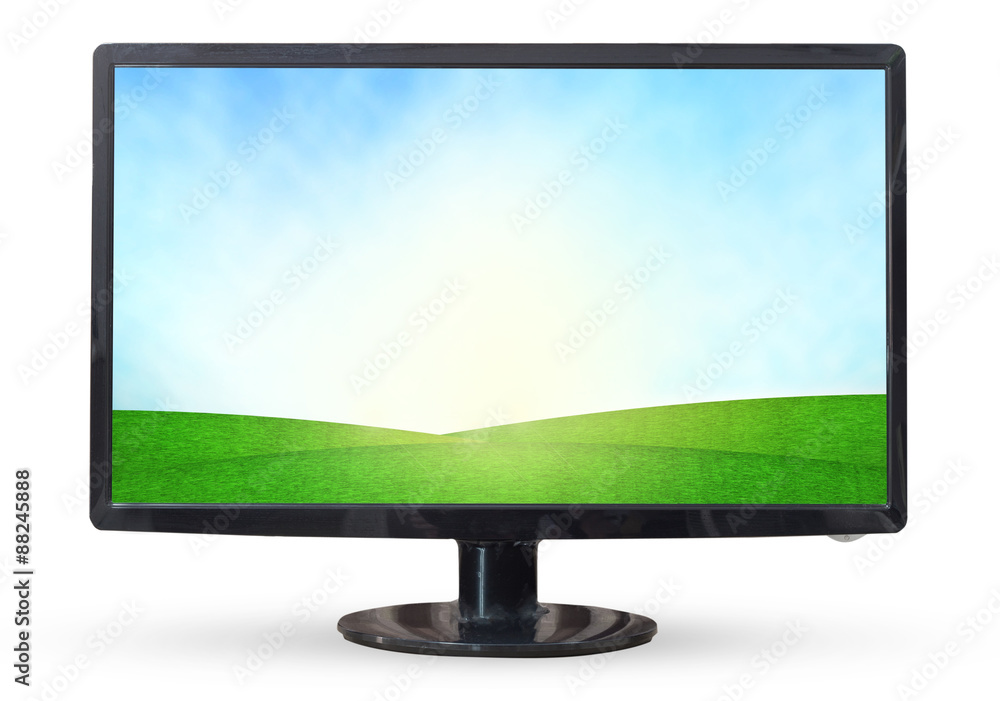 Television sky or monitor PC landscape isolated on white backgro Television sky or monitor PC landscape isolated on white backgro