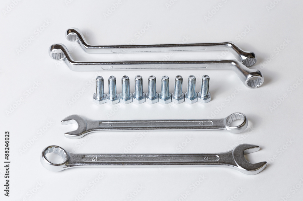 Bolts arranged on the row and four wrench Bolts arranged on the row and four wrench