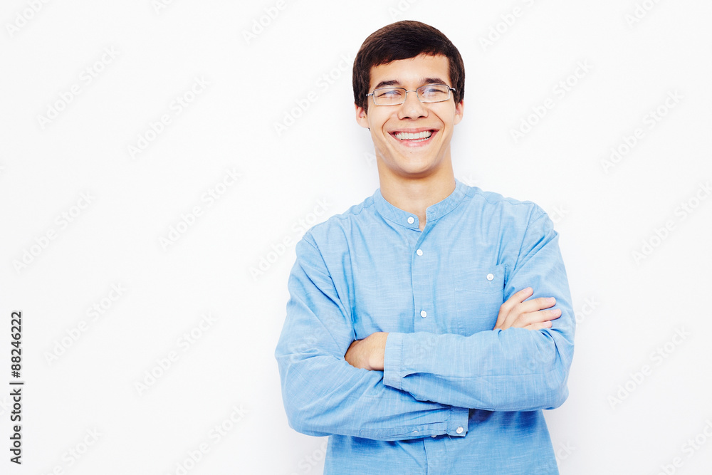 Guy with crossed arms over white Guy with crossed arms over white