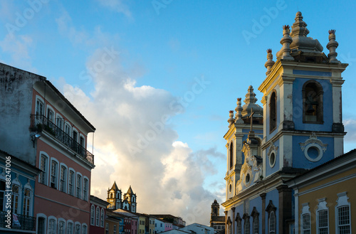 Brazil, Salvador,  the old Pelourinho district seen from Peolurinho sqare, on...