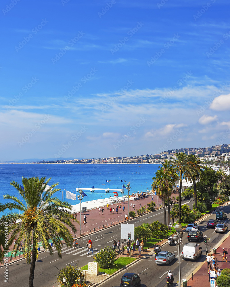 Promenade d Anglais (English promenade) in Nice, France