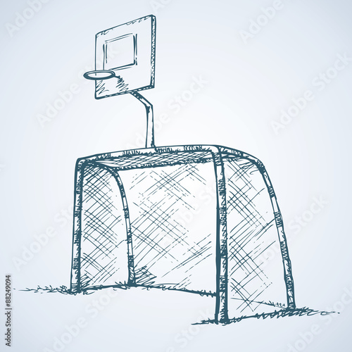 Big football and basketball goal. Vector drawing