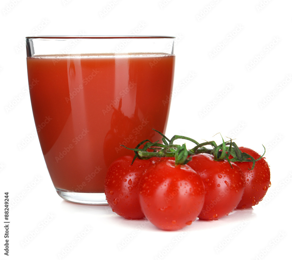 Glass of tomato juice isolated on white Glass of tomato juice isolated on white