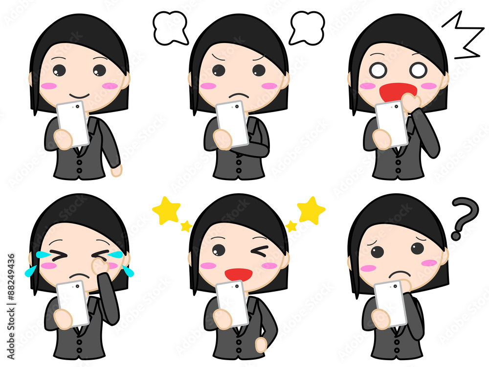 スーツ女性　スマートフォン　セット