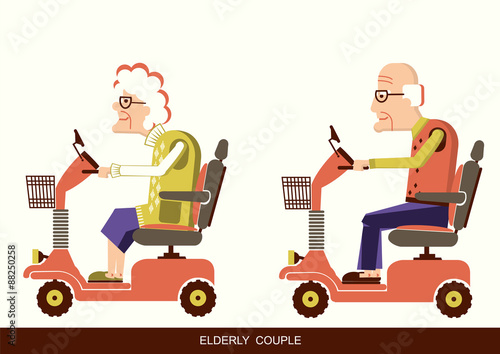 old people drive by mobility scooter