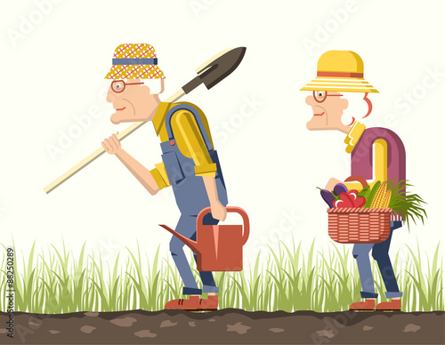 Elder couple gardeners