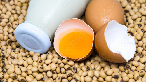 Source of protein : egg soy milk and soy beans