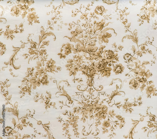 Retro Lace Floral Seamless Pattern Sepia Brown Fabric Background Vintage Style