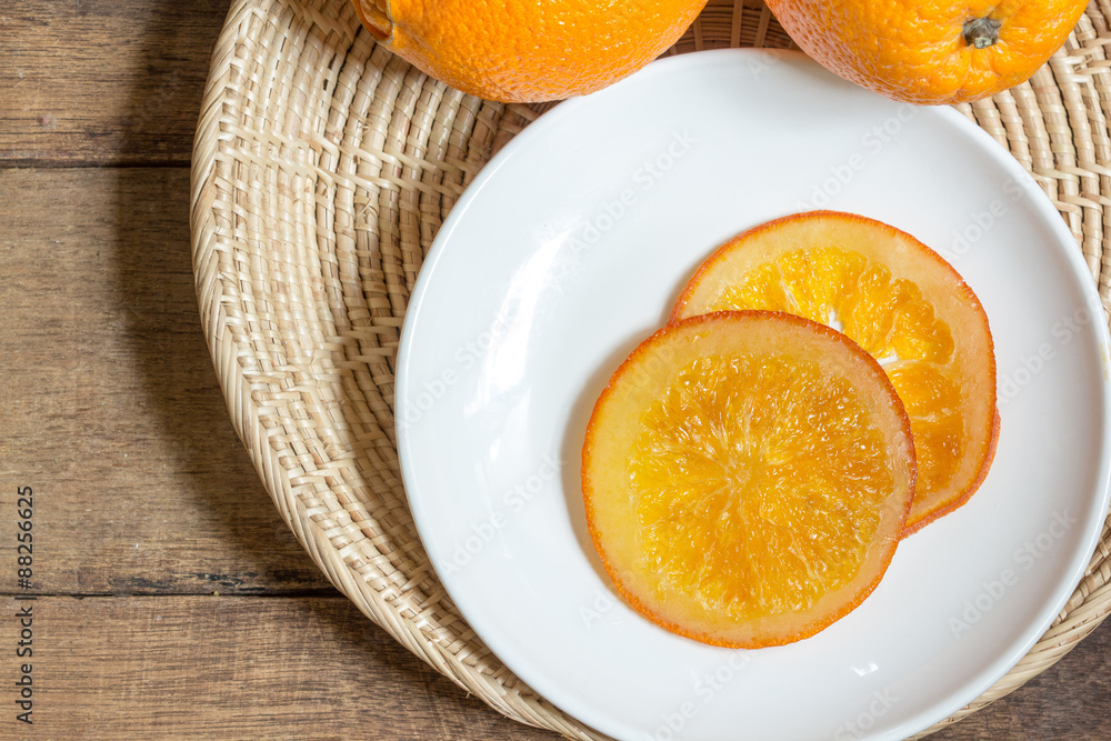 Orange sliced with syrup. Orange sliced with syrup.