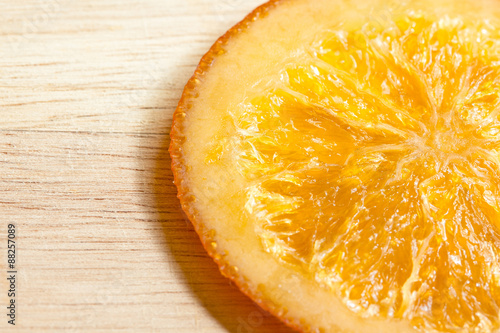 Orange sliced with syrup.