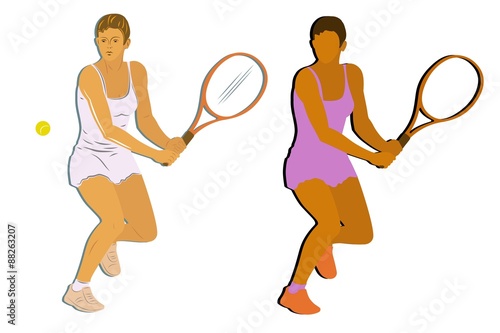 sketch woman tennis player