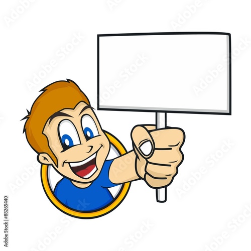 cartoon holding blank sign