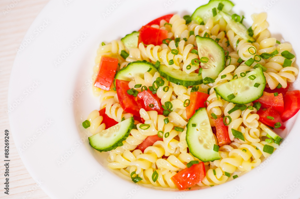 Pasta salad with tomato and cucumber Pasta salad with tomato and cucumber