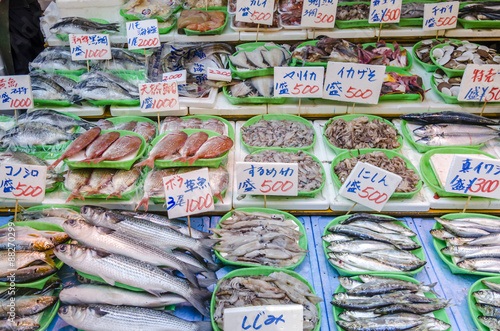 Assorted kind of seafood in Ameyoko market - Tokyo,Japan