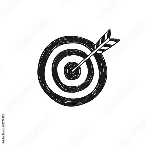 Target and arrow doodle style. Target icon vector.