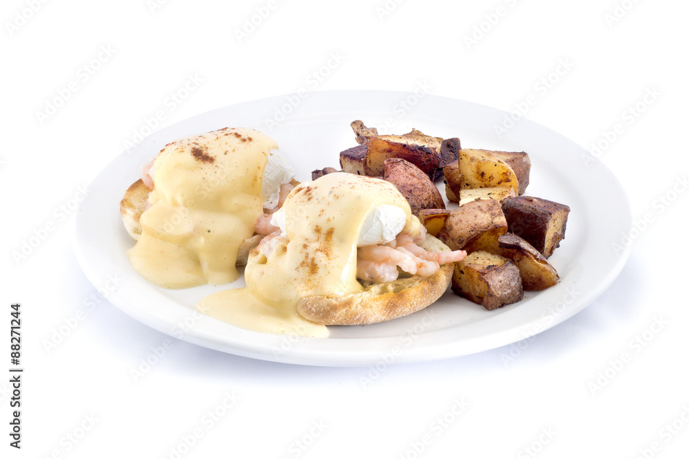 shrimp eggs benedict with hash browns shrimp eggs benedict with hash browns