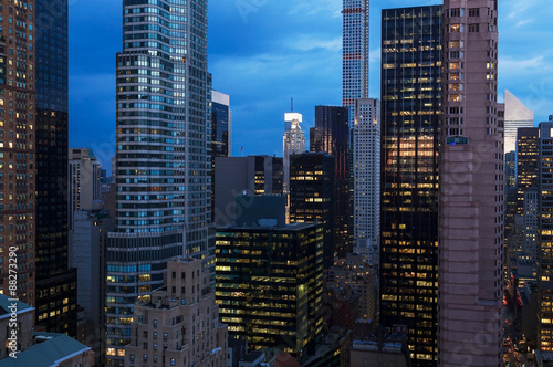 Cityscape of New York skyscrapers at night. Manhattan. © ImageFlow