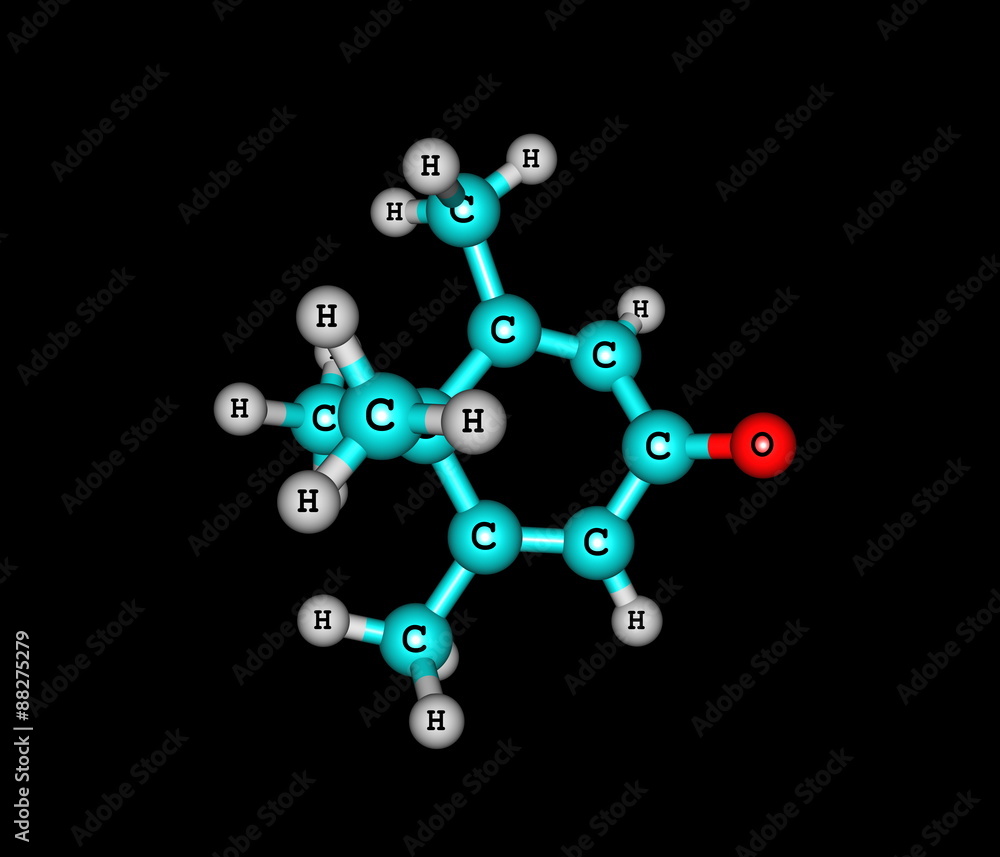Penguinone molecular structure isolated on black Penguinone molecular structure isolated on black