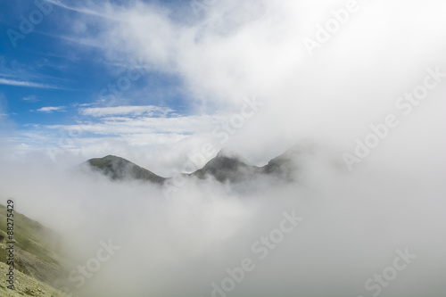 Disappearing mountain peaks