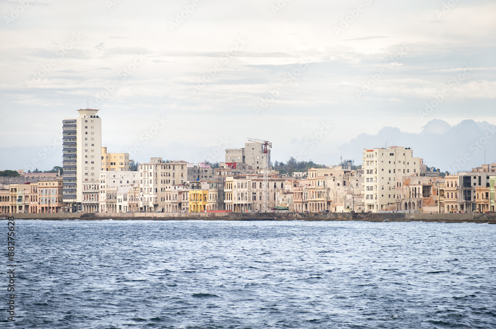 Havana Cuba seaside skyline from the Malecon waterfront