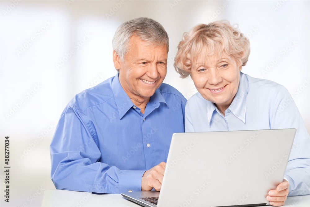 Senior Adult, Couple, Computer.
