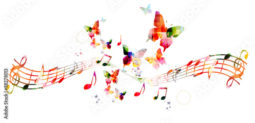 Colorful background with music notes