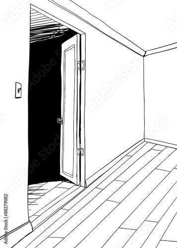 Outlined Illustration of Empty Room