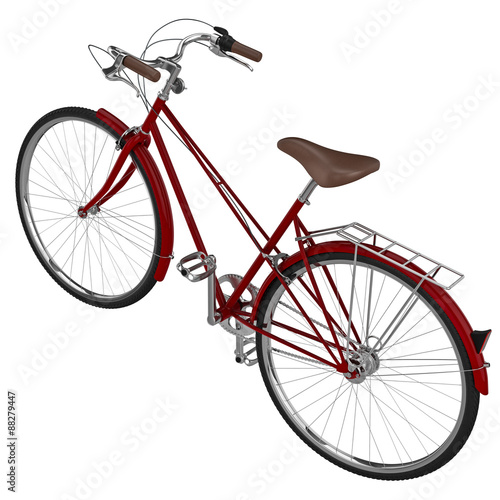 Red bicycle with chrome. 3D graphic