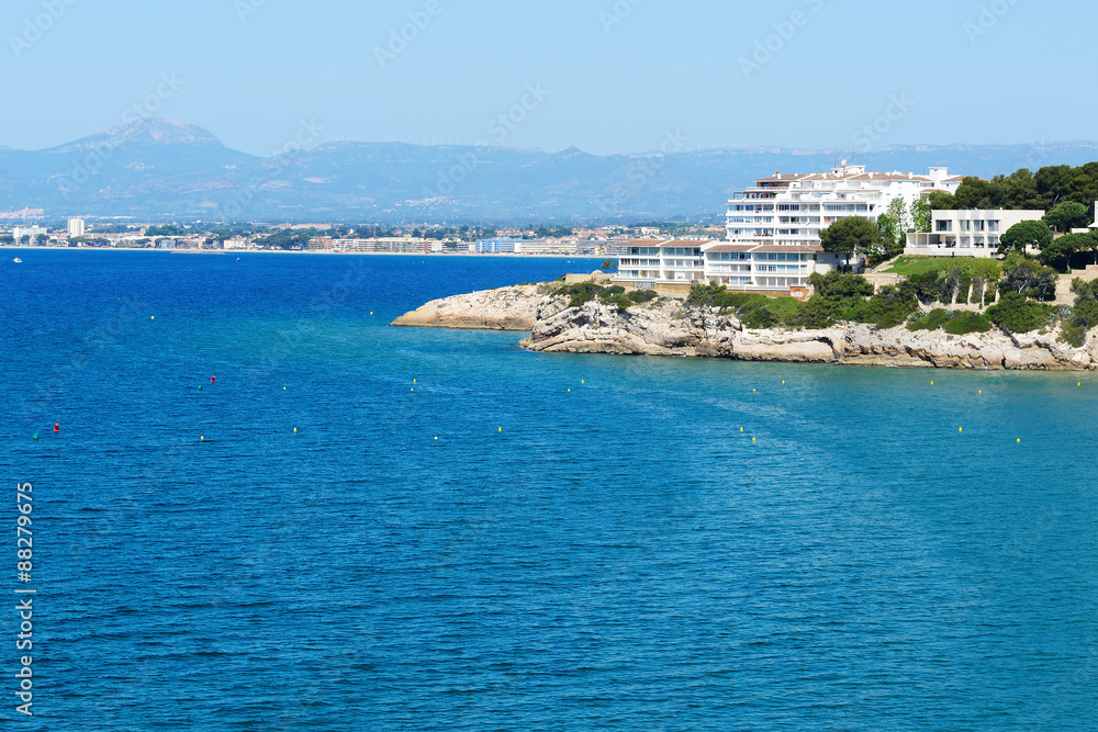 The view on luxury hotel and bay, Costa Dorada, Spain