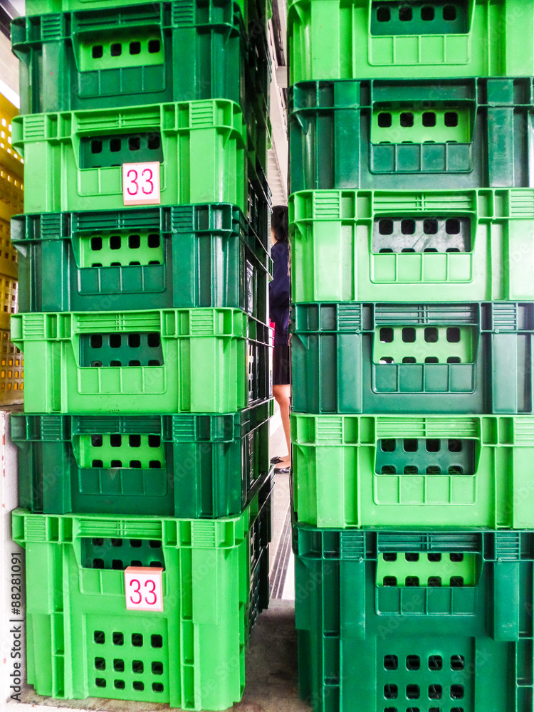 A group of green package boxes A group of green package boxes