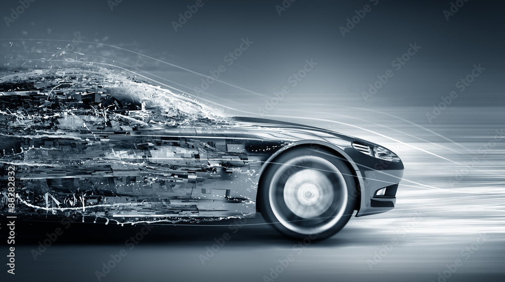 speeding car concept - obrazy, fototapety, plakaty 