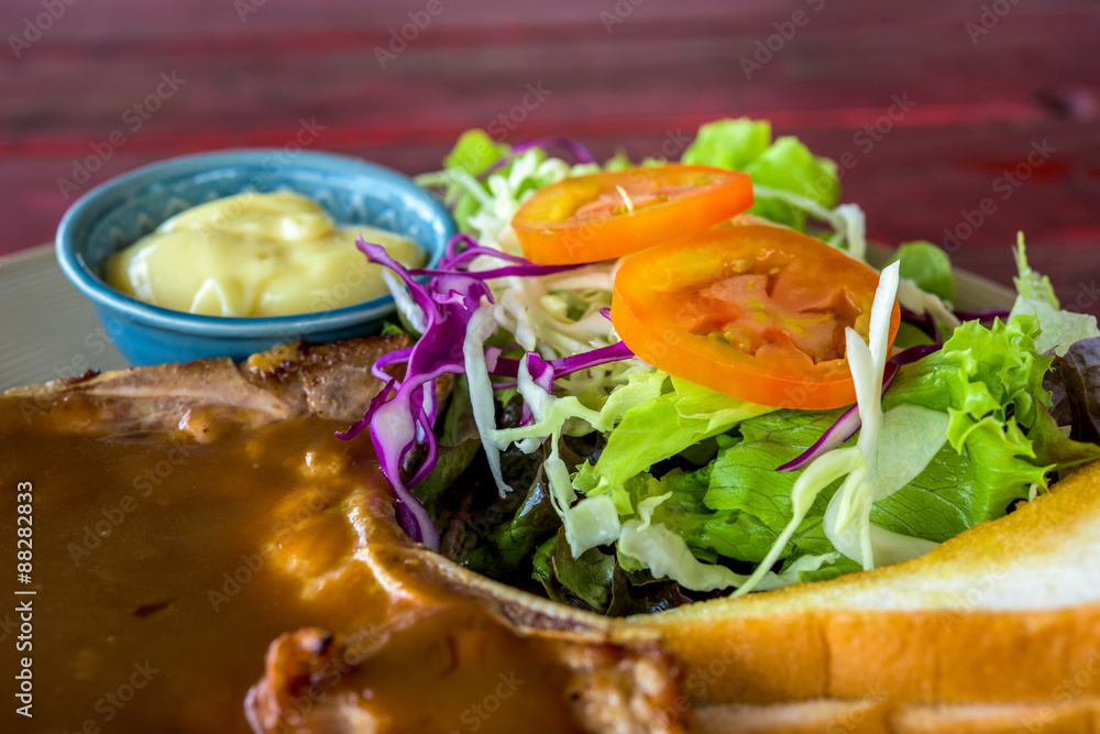 pork steak and vegetable salad pork steak and vegetable salad