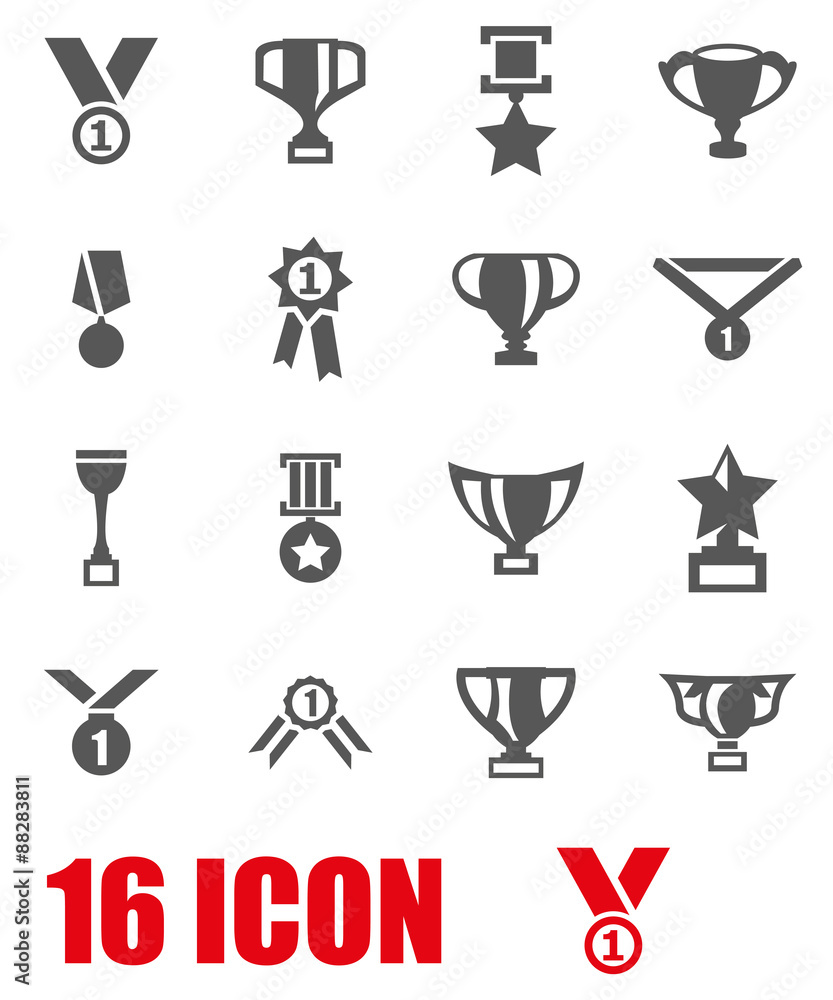 Vector grey trophy and awards icon set Vector grey trophy and awards icon set