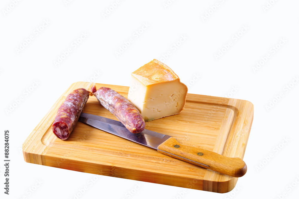Tagliere di salumi e formaggi sfondo bianco Stock Photo | Adobe Stock