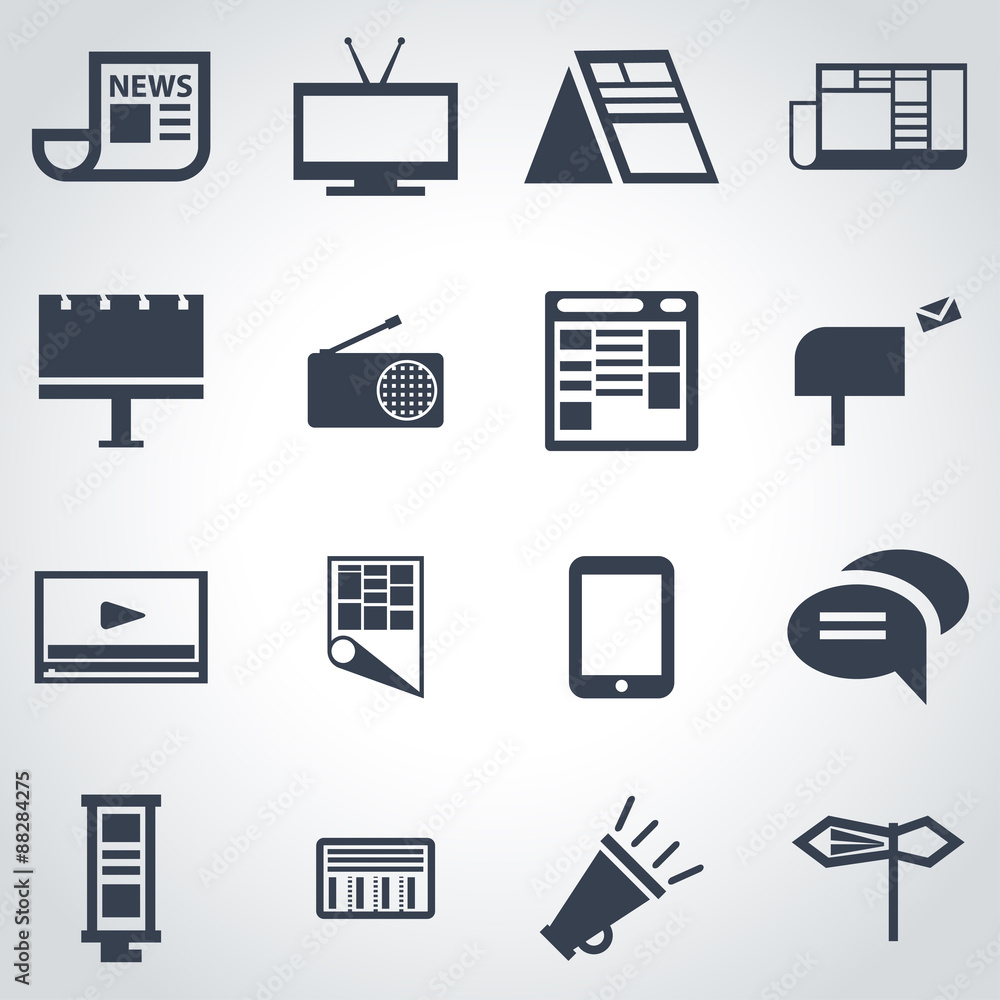 Vector black advertisement icon set Vector black advertisement icon set