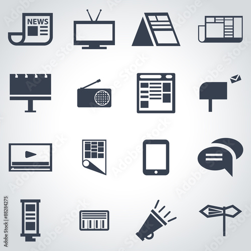 Vector black advertisement icon set
