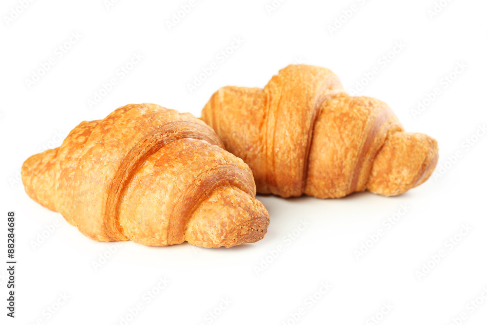 Tasty croissants isolated on a white