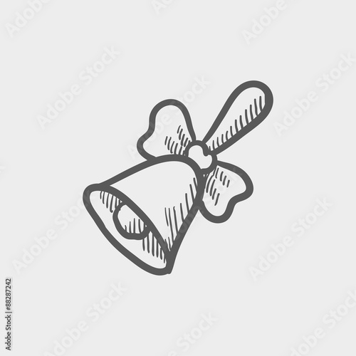 School bell with ribbon sketch icon