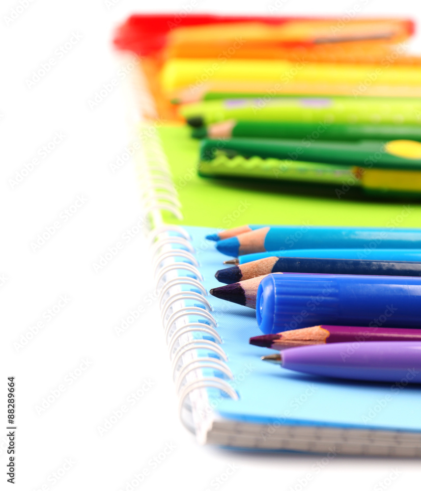 Fototapeta premium Colorful school stationery isolated on white