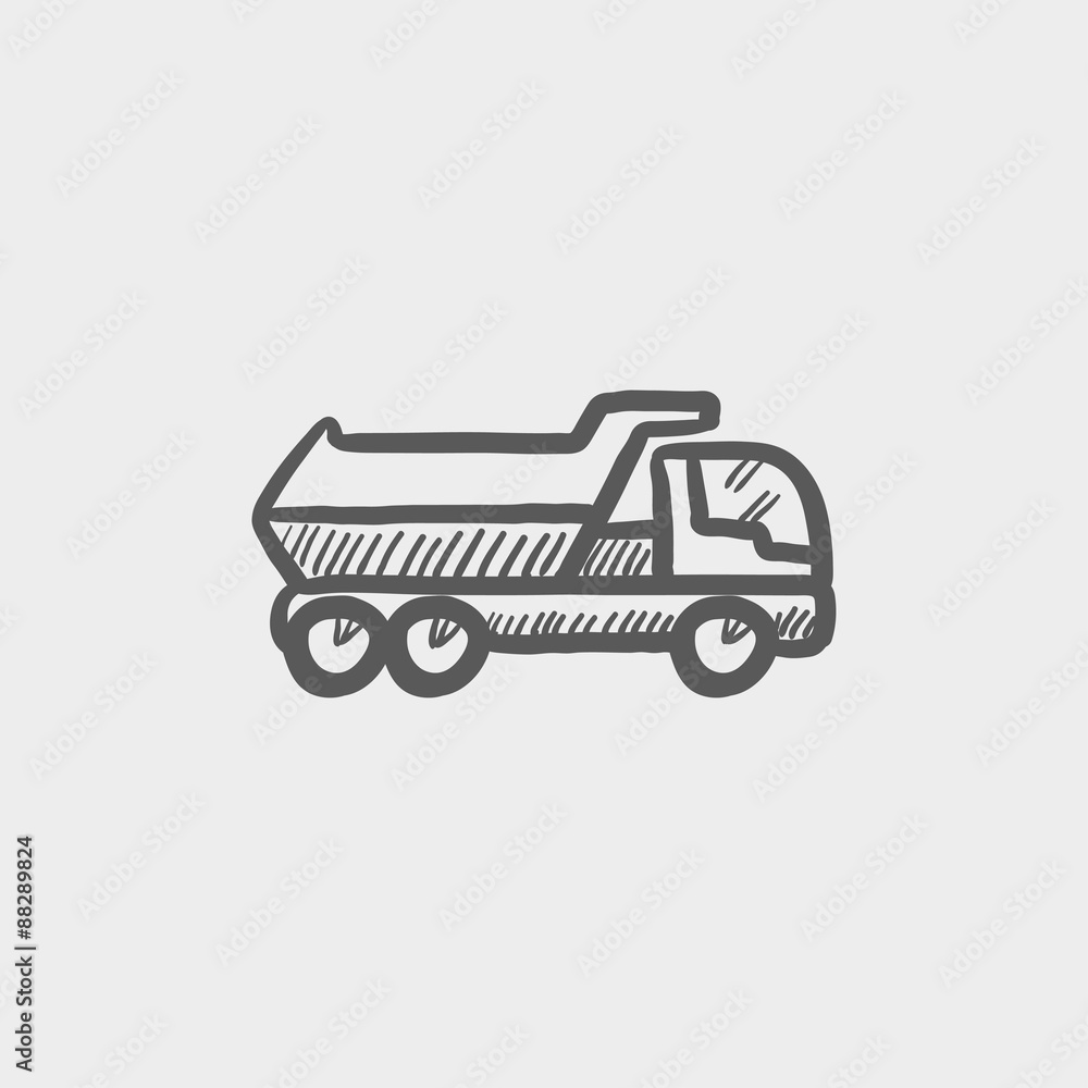 Trailer truck sketch icon Trailer truck sketch icon