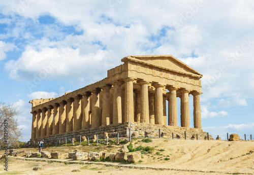 Greek temple Concord at valley of temple, the world heritage site on Sicily island, Italy 