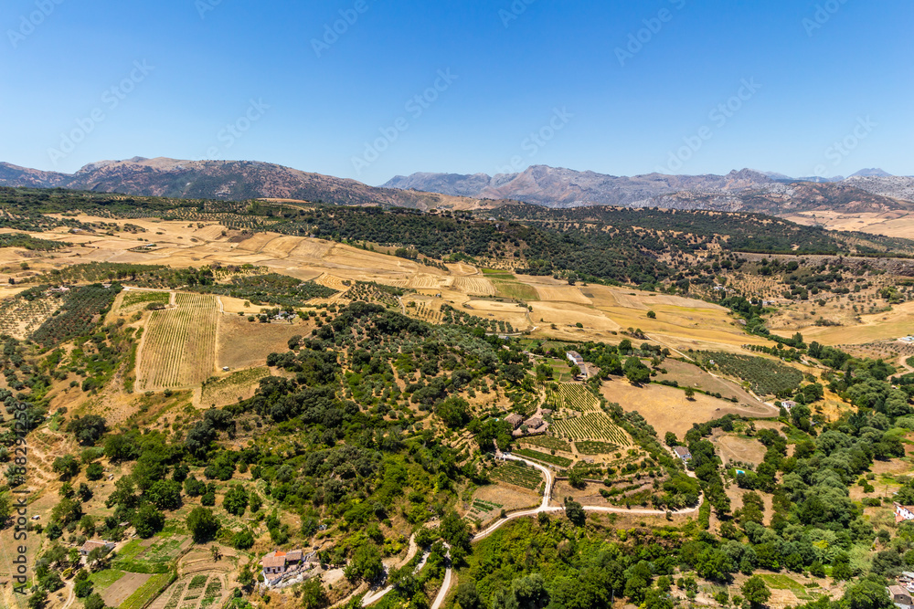 Andalusia landscape, countryside road and rock in Ronda, Spain
