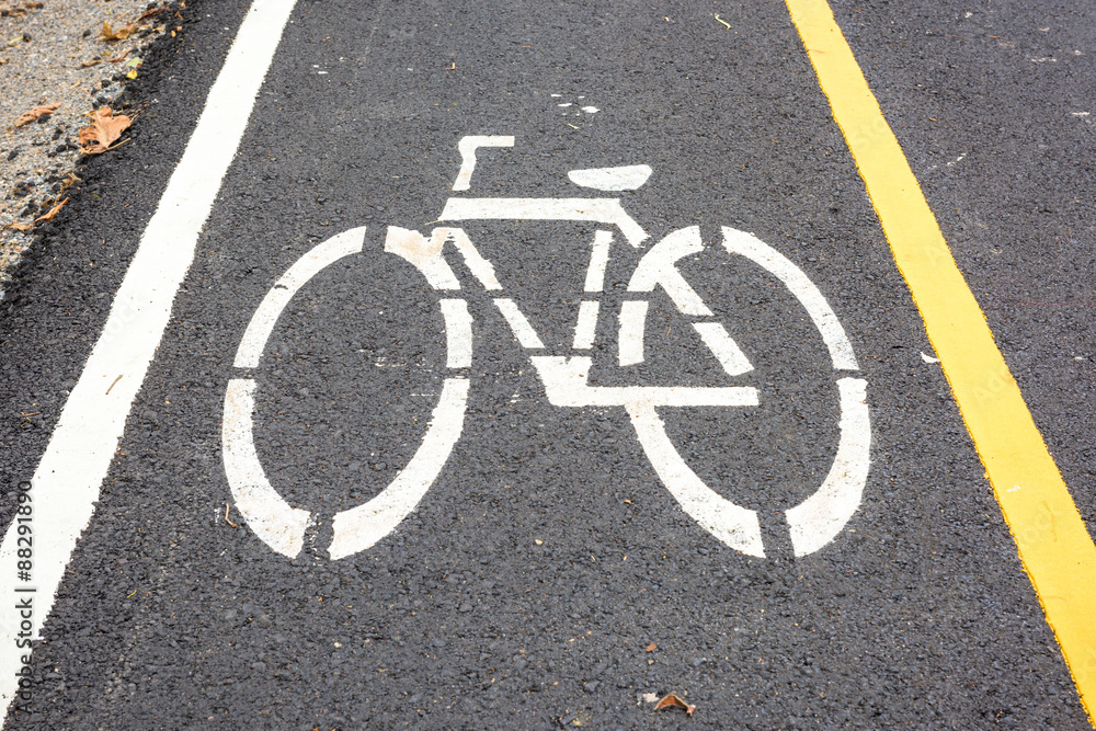 Bicycle road sign on asphalt. Bicycle road sign on asphalt.