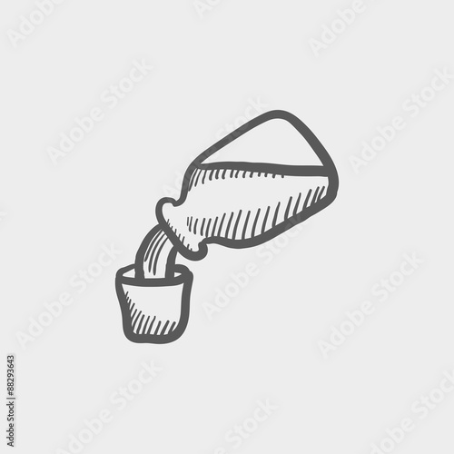 Medicine and measuring cup sketch icon