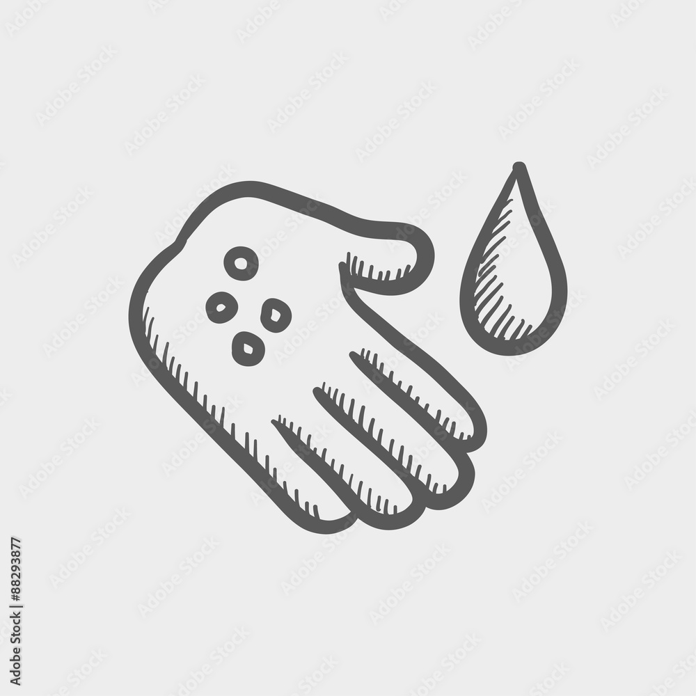 Wash the wound with watre sketch icon Wash the wound with watre sketch icon