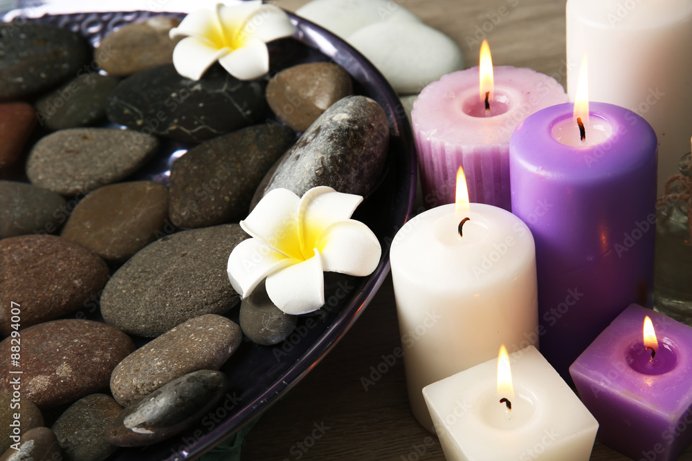 Spa still life with bowl of water for pedicure procedure Spa still life with bowl of water for pedicure procedure