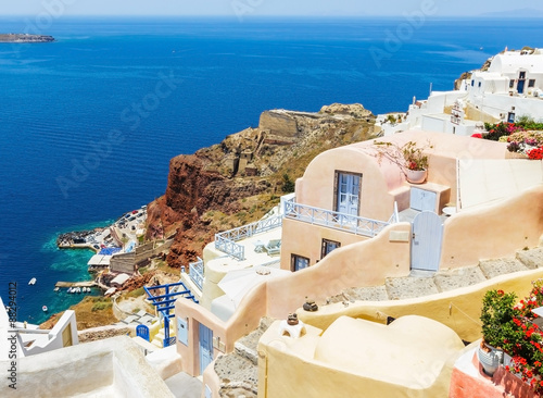 Beautiful cityscape of Oia town on Santorini island  Greece.