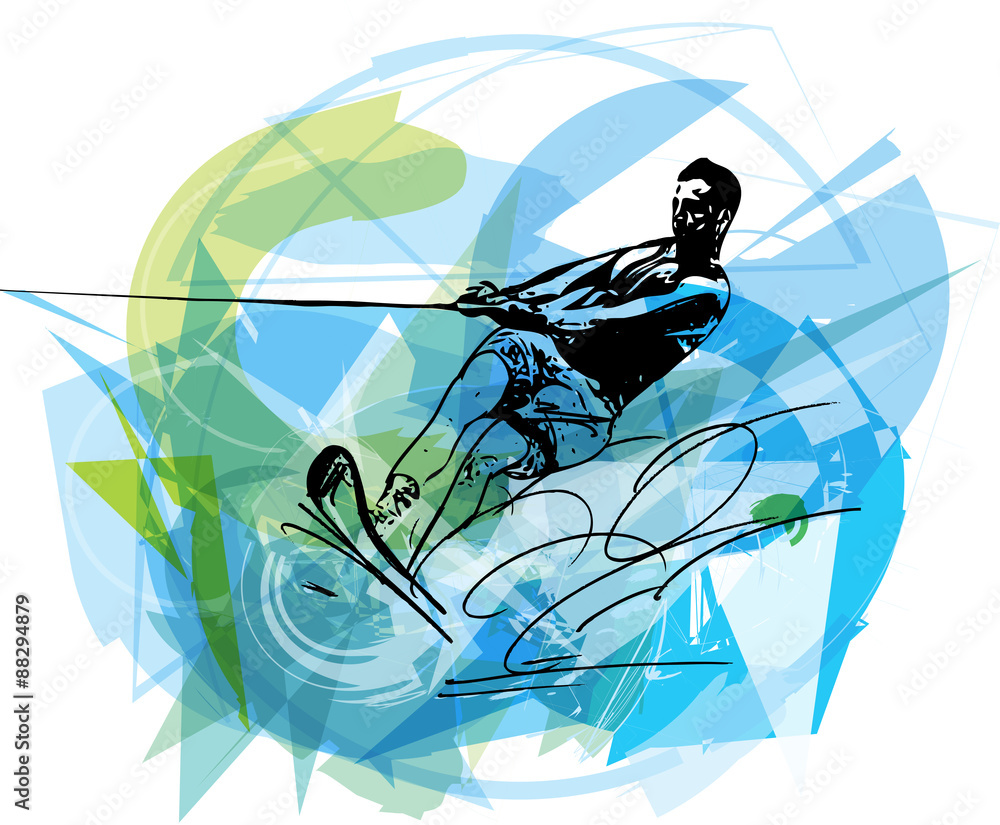 Obraz premium Water skiing illustration